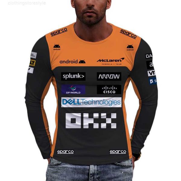

men's t-shirts 2023 f1 season mclaren racing teams t-shirt long sleeve sport men women children tee shirts formula one fans clothes, White;black