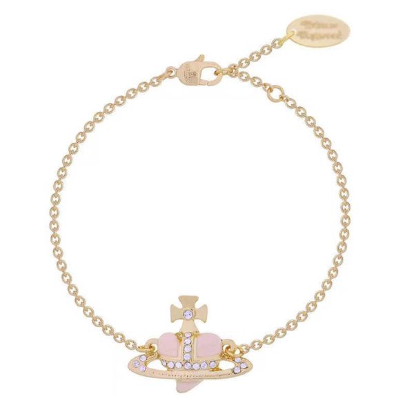 

nanaspace empress dowager wine red love baking paint diamond saturn bracelet peach heart punk gold silver, Golden;silver