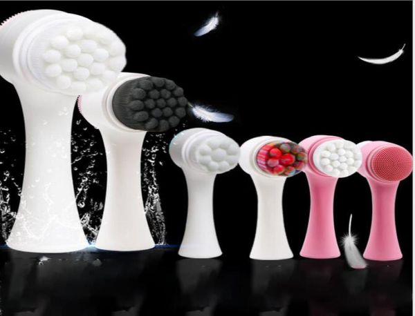

whole double sides silicone facial cleansing brush 3d face cleaning massage tool multifunctional silicone facial brush9491389
