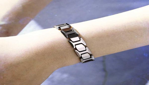 

new healing magnetic bracelet menwoman titanium steel 2 health care elements magnetic tourmaline rose gold bracelet hand chain5986847, Golden;silver