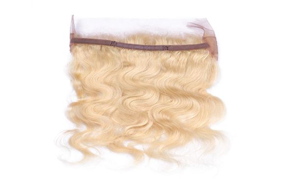 

new fashion 360 lace band frontal with baby hair russian human hair blonde 613 360 full lace band frontal middle part5148437, Black;brown