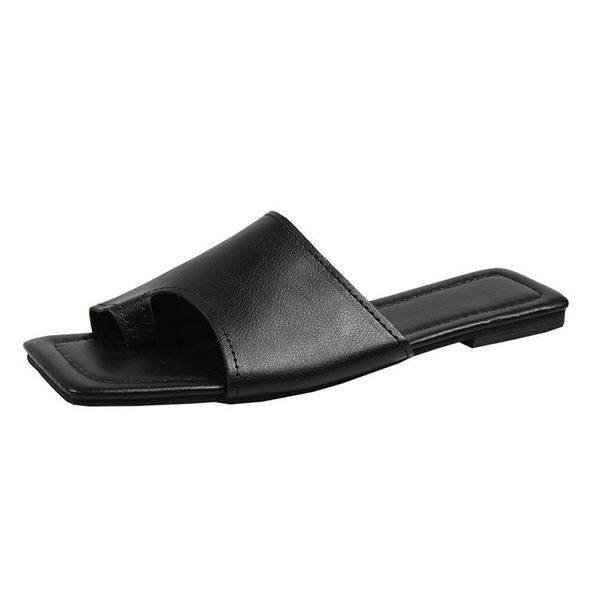 

summer new fashion set toe set feet flat bottom fashion casual large size women rome a word beach sandals dfdtrfdcs sddwefdscvb, Black