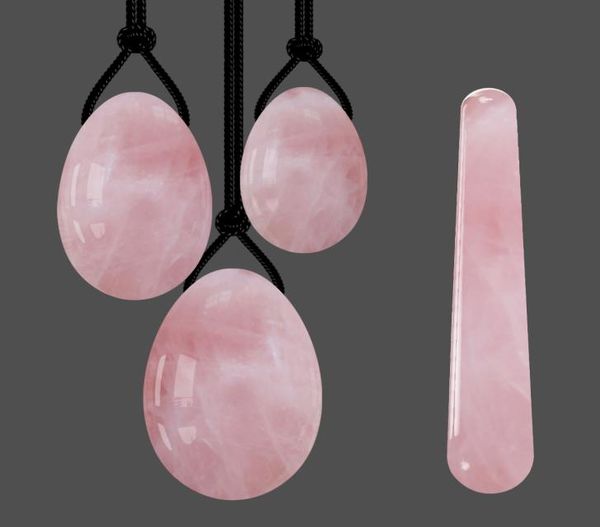 

rose quartz yoni egg and wand set natural pink poished stone vaginal tightening love eggs healthy kegel exerciser wands feminine h9974221