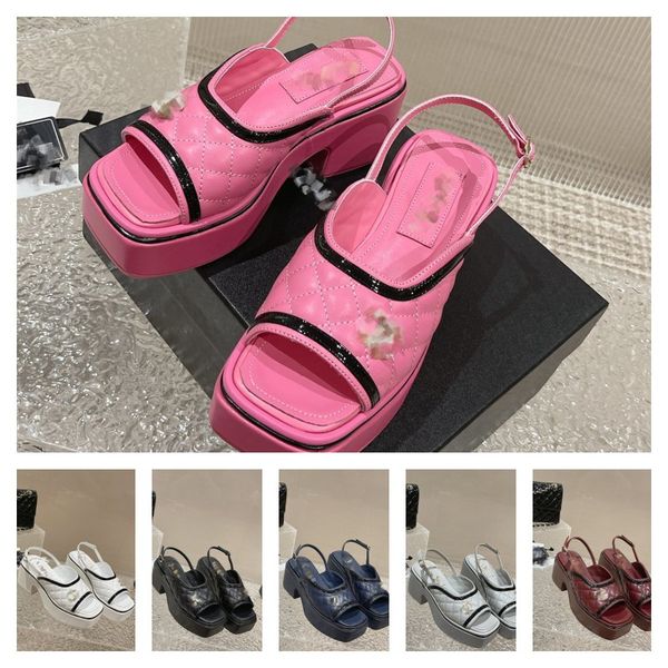 

ccity shoes womens quilted quilting sandals interlocking c platform wedge slippers designer checks texture mules slider flip flops loafers c