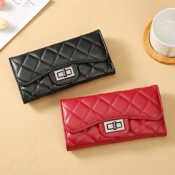 

lonny xiaoxiangfeng lingge wallet women's long handheld bag new korean versatile high capacity mobile card bag