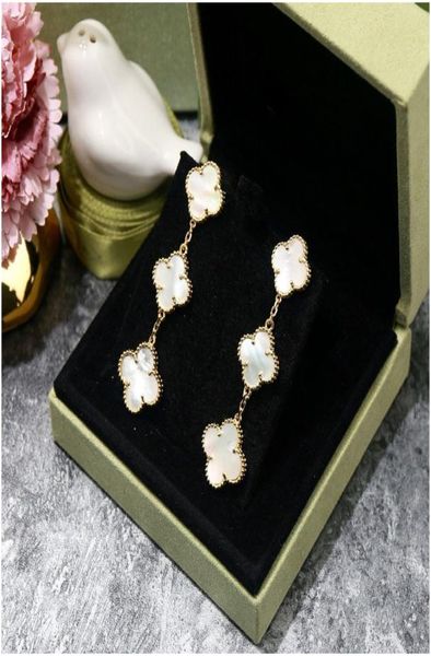 

agood fashion earrings for women black clover earing stud 925 sterling silver pin jewelry women earrings3773281, White