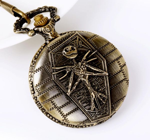 

whole 100pcslot nightmare before christmas pendant necklace chain quartz pocket watch2821106, Slivery;golden