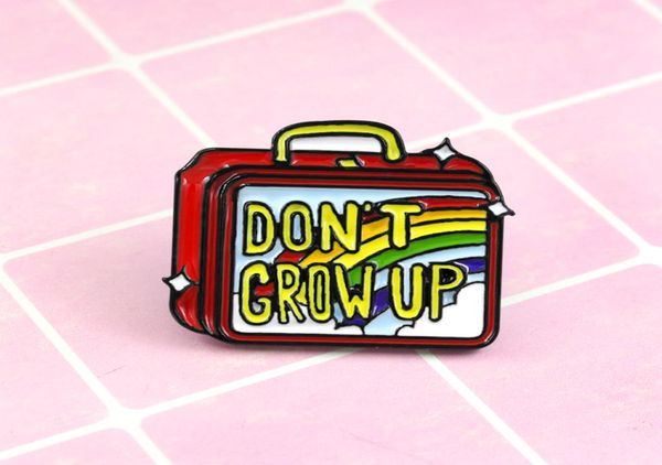 

small suitcase red don039t geow up special personality tide new brooch creative cartoon lapels denim badge6190388, Gray