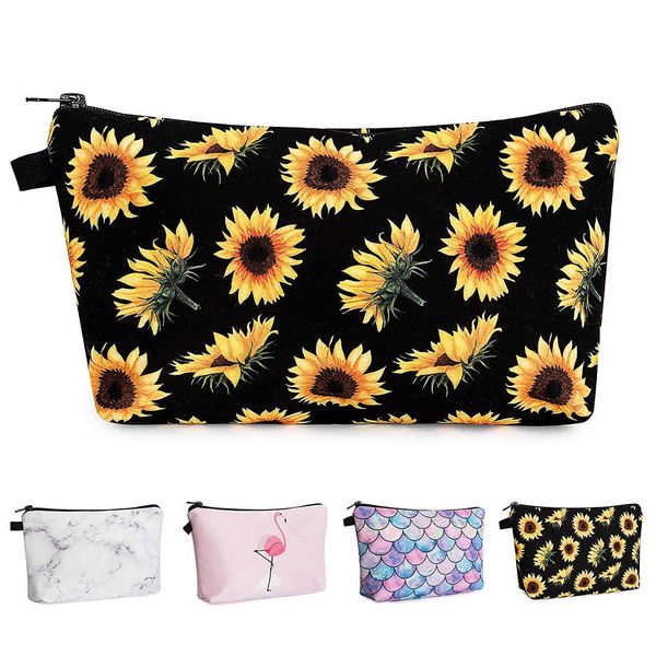 

new popular printed sunflower makeup bag wash bag storage bag