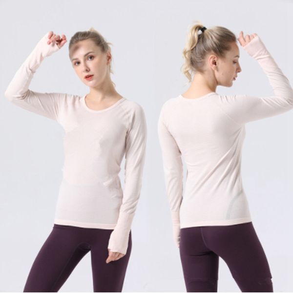 

2.0 fitness seamless t-shirts women yoga crop gym long sleeve sports tee workout blouses female sportswear 2023lu-777 lululoemon 2023 top