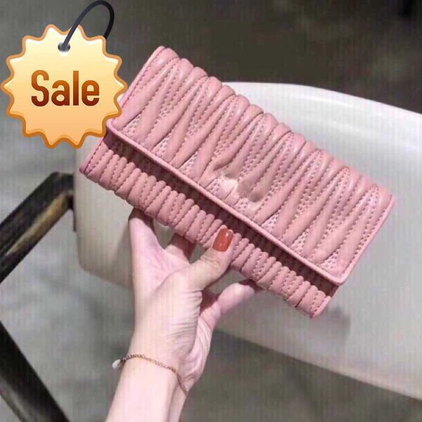

brand designer wallet card pack change purse coin purses handbag sheepskin pleated bag women's wallets beauty versatile fashion leather