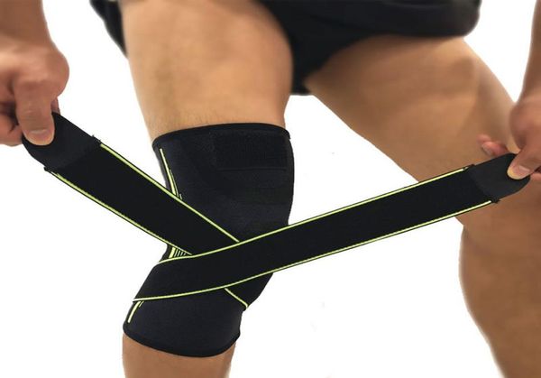

compressed knee protector s m l double winding band basketball knee warmers no slip elastic safety guard knee pad5755291, Black;gray