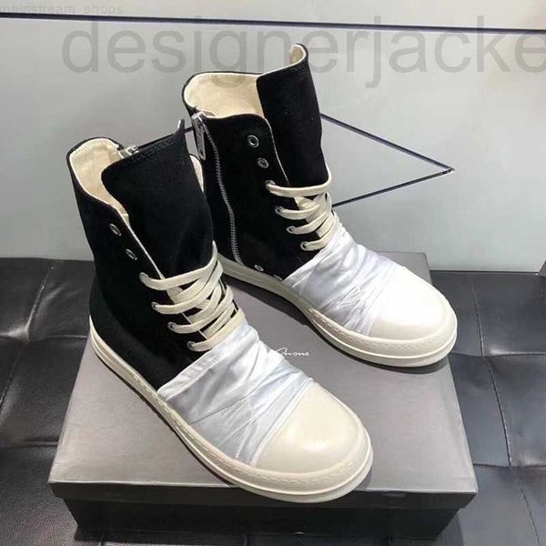 

boots designer 2023 fashion couple shoes ro five star black white satin pleated thick sole canvas