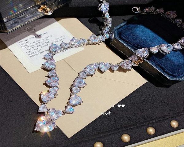 

sparkling luxury jewelry heart pendant 925 sterling silver full pear cut white z sweet cute cz diamond women wedd9461106