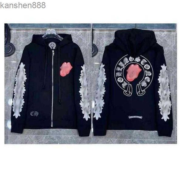 

luxury mens fashion sweatshirts designer hoodies ch sanskrit sweater zipper hooded cross pullover hoodie casual men women coat sweatshirt j, Black