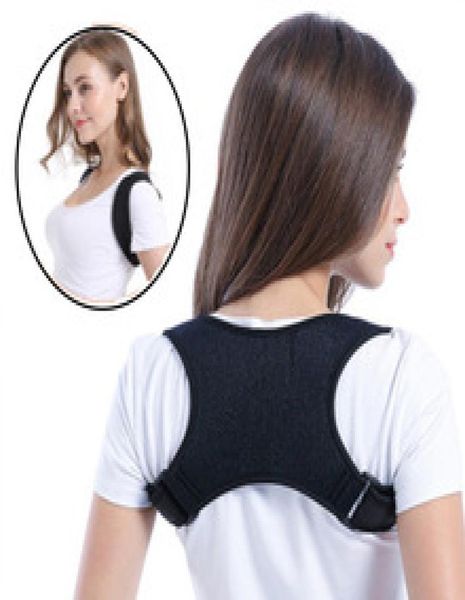 

new back shoulder posture correction adjustable sports safety back support corset spine support belt posture corrector 20173280490, Black;blue