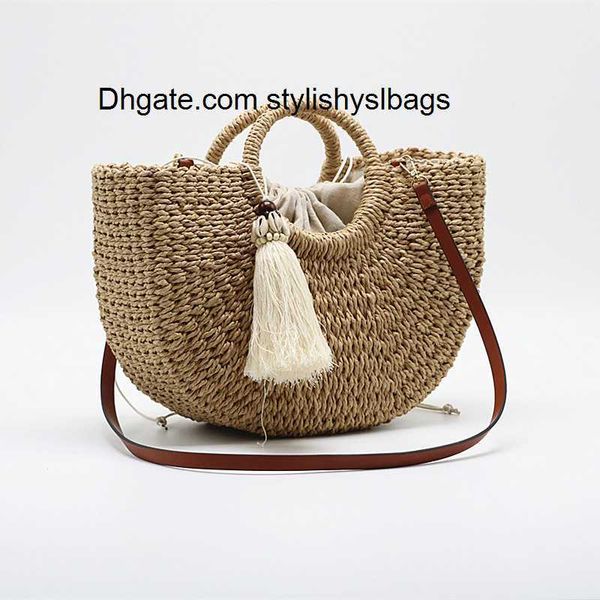 

evening bags women's accessories bags spring / summer 2020 new fashion casual round handle thick papyrus woven shopping bag