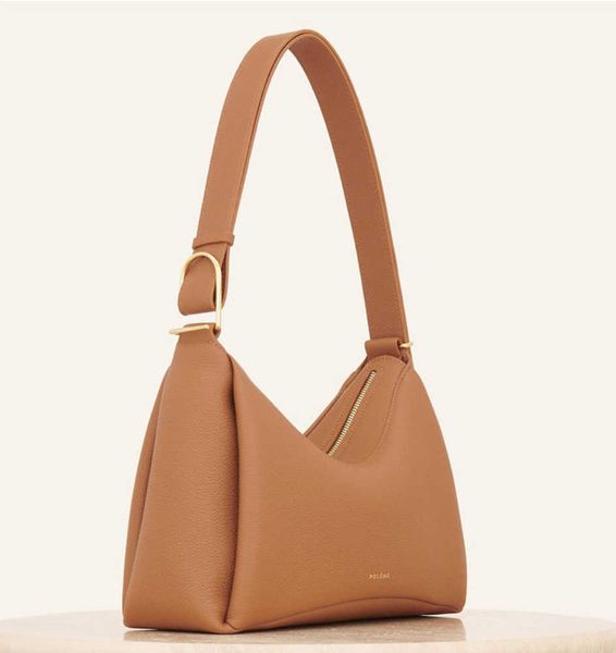 

polene designer bag umi underarm shoulder bag full-grain textured leather women crossbody pvd plated stainless steel buckle simple style