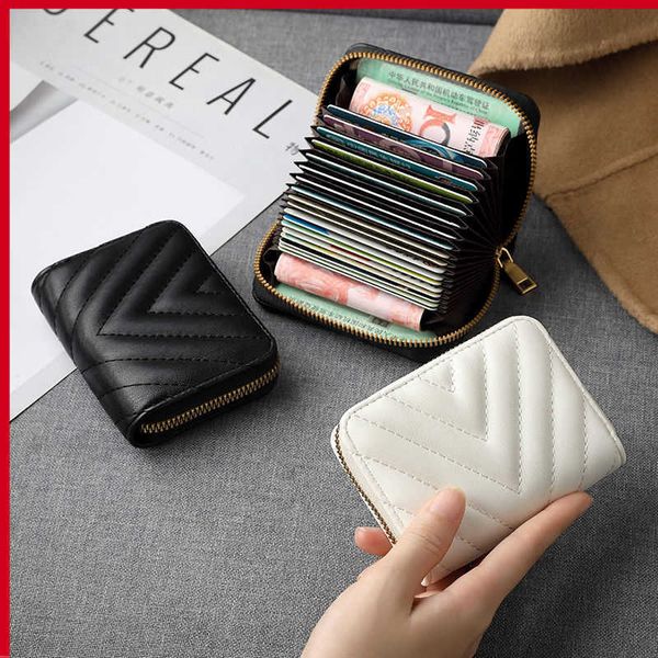 

stylish and exquisite small purse new card bag women's slot storage ultra thin driver's license large capacity sleeve multi clip, Brown;gray