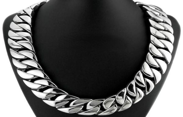 

chains silver tone 32mm width 316l stainless steel polished curb solid heavy long chain jewelry8034075