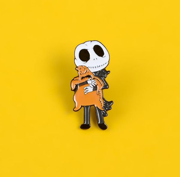 

new ghost skull doll brooch pins cartoon skeleton punk style fashion jewelry gift for women men lapel shirts denim enamel badge9183671, Gray