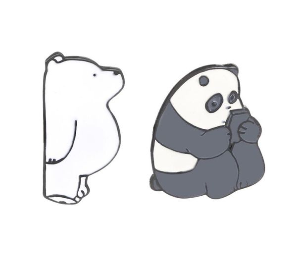 

cartoon jewelry we bare bears cute grizzly panda ice bear metal enamel pins brooches badge4234977, Gray
