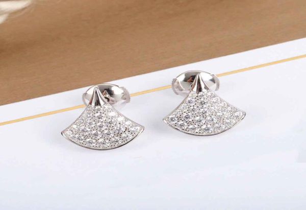 

s925 silver fan shape with diamond for women wedding jewelry gift ps87086853730