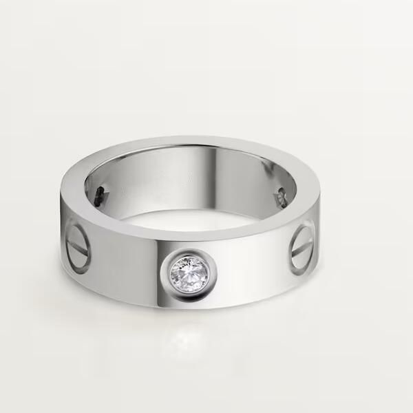 

3a rings catier love ring 3 diamonds wedding band in iconic collection for women with dust bag box size 6-10 fendave, Slivery;golden