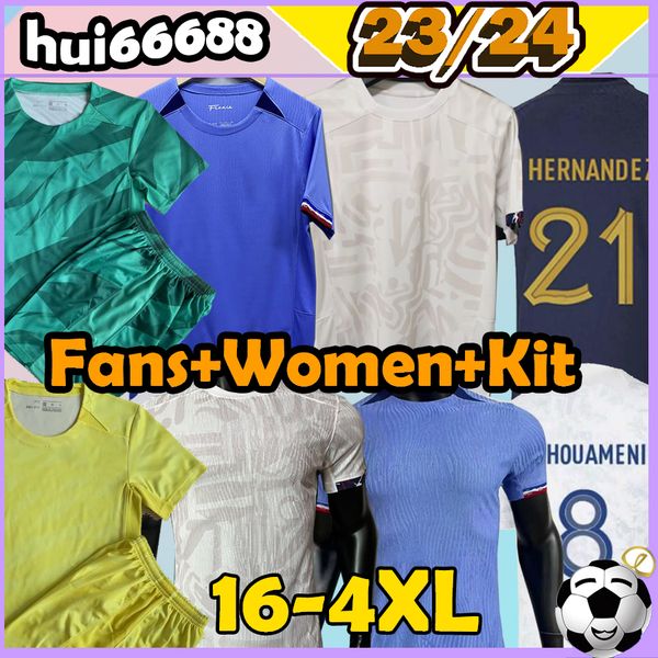 

16-4xl 22/23/24 mbappe frenchs soccer jerseys 2023 2024 benzema dembele tchouameni varane griezmann home away goalkeeper men women kids kits, Black;yellow