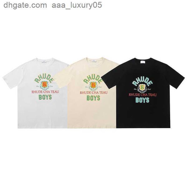 

designer fashion clothing tees tshirts american niche trendy brand rhude design sense male female couple fog loose fitting t-shirt spring su, White;black