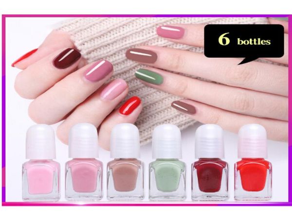

6pcsset peel off nail polish water based liquid pretty long lasting nail gel waterproof quick dry matte glitter color changing2783679