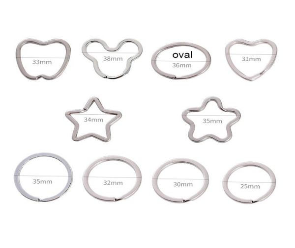 

30mm to 35mm round heart star key rings 100pcs metal key holder split key chain connector car handbag diy keychain accessories6648791, Slivery;golden
