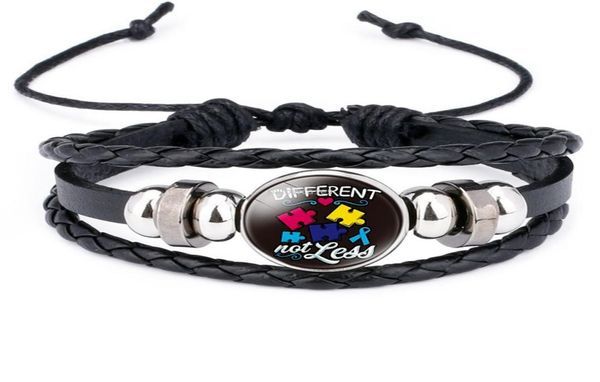 

cartoon autism glass cabochon charm bracelet weave adjustable multilayer wrap bracelets charm fashion jewelry will and sandy7598699, Golden;silver