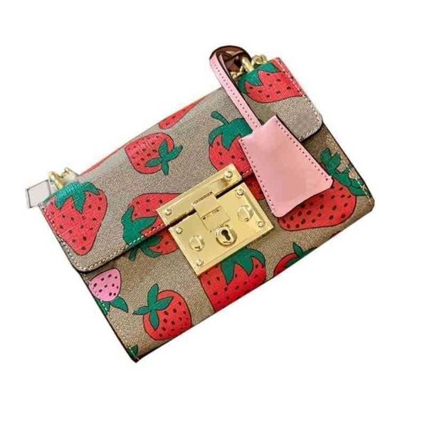 

vintage g-letter shoulder bag gbag designer bag leather womens handbag shoulder bags fashion strawberry pattern crossbody chain bag women pu
