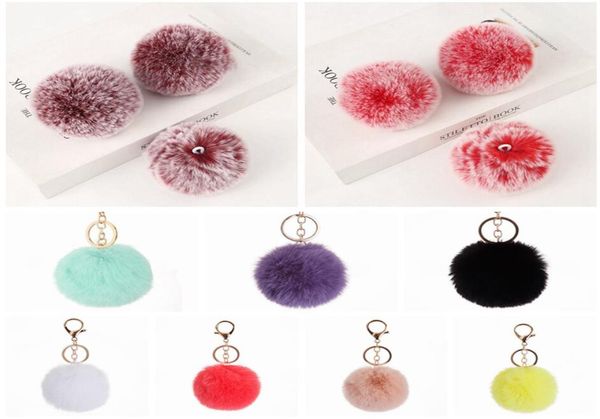 

8cm imitate rabbit fur ball keychain pom pom car handbag keychains decoration fluffy faux rabbit fur key ring bag accessories dda47140368, Silver