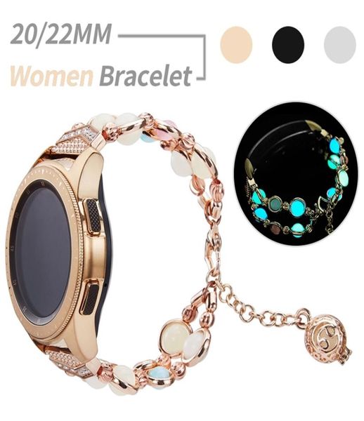 

2220mm strap women bracelet for galaxy watch 4 3 classic band 42mm mm active 2 40mm 44mm glow in the dark metal belt 2207045225131, Black;brown