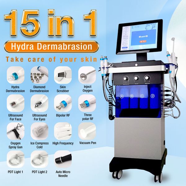 

15 handle facial care hydra dermabrasion facial machine skin deep cleaning diamond peeling face deep cleaning microdermabrasion machine