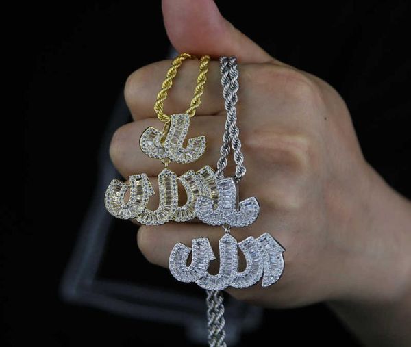 

new arrived letter allah pendant with cuban chain paved full cz stone for women men necklace jewelry drop ship7036439, Silver