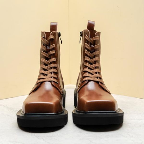 

square toe boots men genuine leather fashion comfortable winter boots leather p15d50, Black
