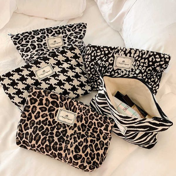 

leopard print makeup bag with thickened storage for washing and easy to carry when traveling
