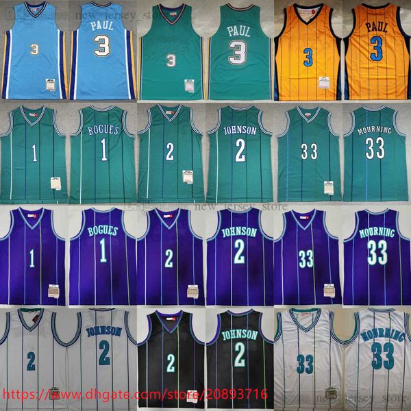 

mitchell and ness 1992-93 basketball 1 tyrone muggsy bogue jersey retro yellow 3 chris paul larry johnson dell curry alonzo mourning jerseys, Black;red