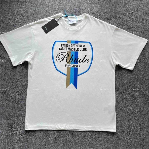 

designer fashion clothing tees tshirts rhude summer flag printed short sleeve t-shirt tee street couple letter pure cotton streetwear loose, White;black