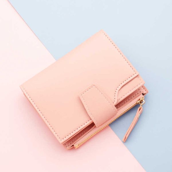 

button women's wallet short with zipper multi card wallet three fold women's wallet women's wallet