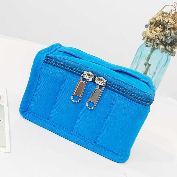 

new pure cotton 8 grid essential oil pack makeup bag hand bag storage bag large capacity solid color travel wash bag