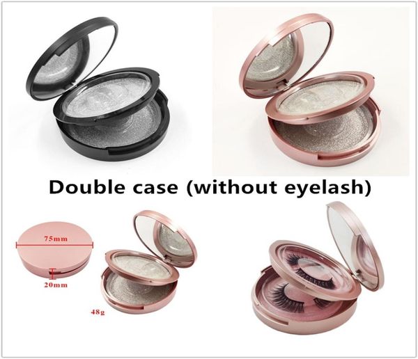 

double layer round eyelash case with mirror rose gold black false eyelashes box 2pairs of eyelash case storage makeup cosmetic cas7384766