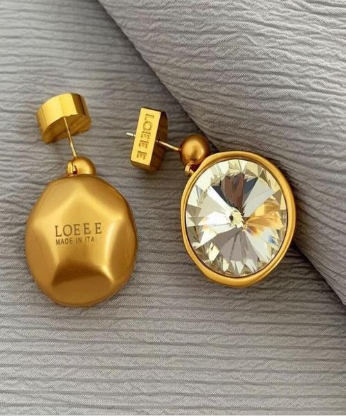 

new fashion anagram pendant necklace asymmetric women retro earrings brass 18k gold plated ear stud hoop ladies designer jewelry l9848002, Silver