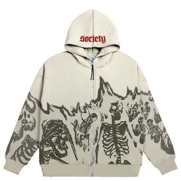 

hellstar style demon print men's streetwear retro skull hoodie zipper sweatshirt gothic oversized size smlxl2xl3xl4xl5xl 1 njri, Black;brown