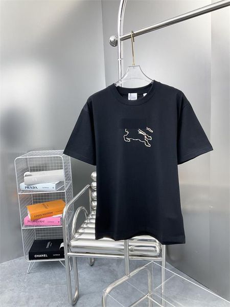 

high version 2023 spring/summer new fashion brand chest logo pattern printed loose short sleeve t-shirt for men and women, White;black