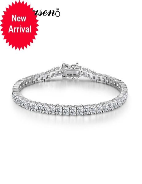 

pansysen 3mm round cut charm bracelets 925 sterling silver created moissanite diamond tennis bracelet fine jewelry drop 7498840, Golden;silver