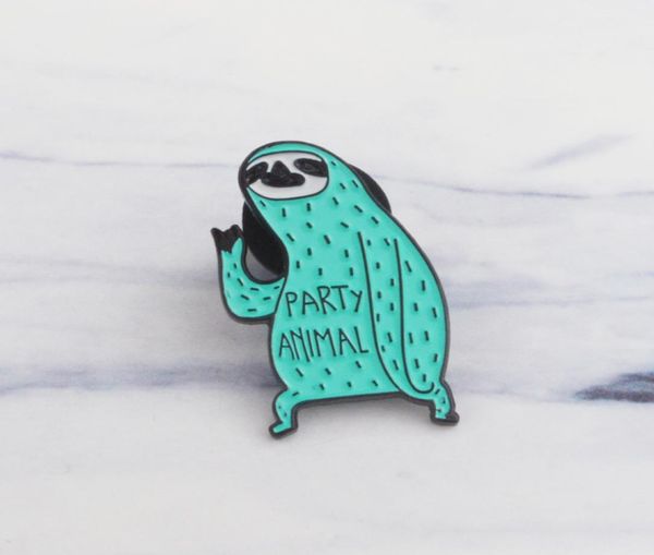 

cartoon sloth enamel party animal badge brooch mint green lapel denim jeans shirt bag funny gift friends3839282, Gray